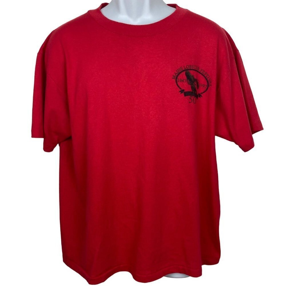Vintage 90s Maine Lobster Festival T Shirt Large 50th Anniversary Single Stitch